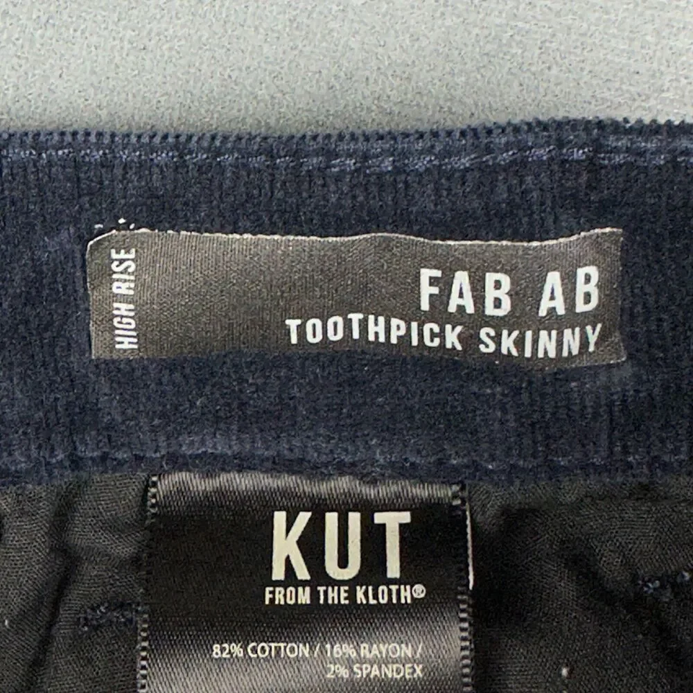 Kut From The Kloth KFTK Fab Ab Corduroy Jeans Womens 4 Toothpick Skinny Pants*